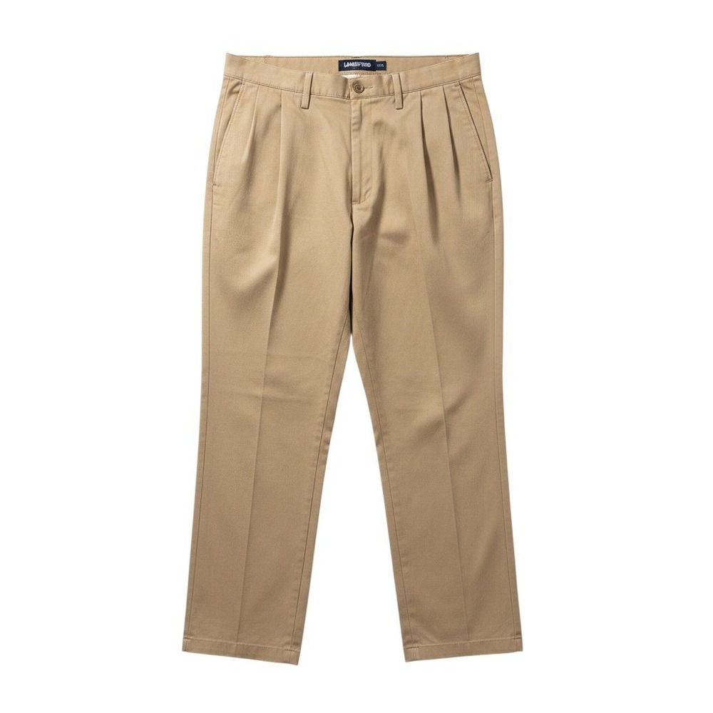 Lands End Men's Pleated Chino Khaki Pants Traditional 46/T Business Casual